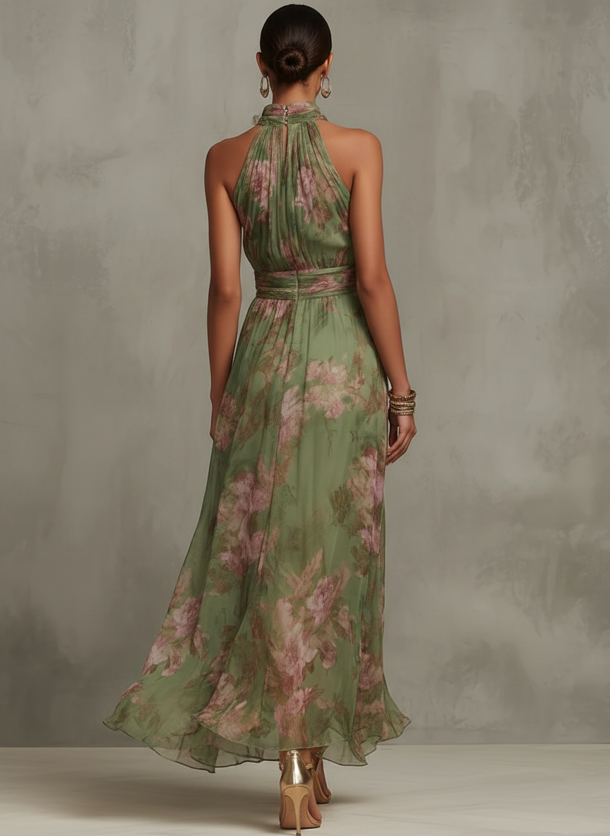 Livia | Floral halter maxi dress