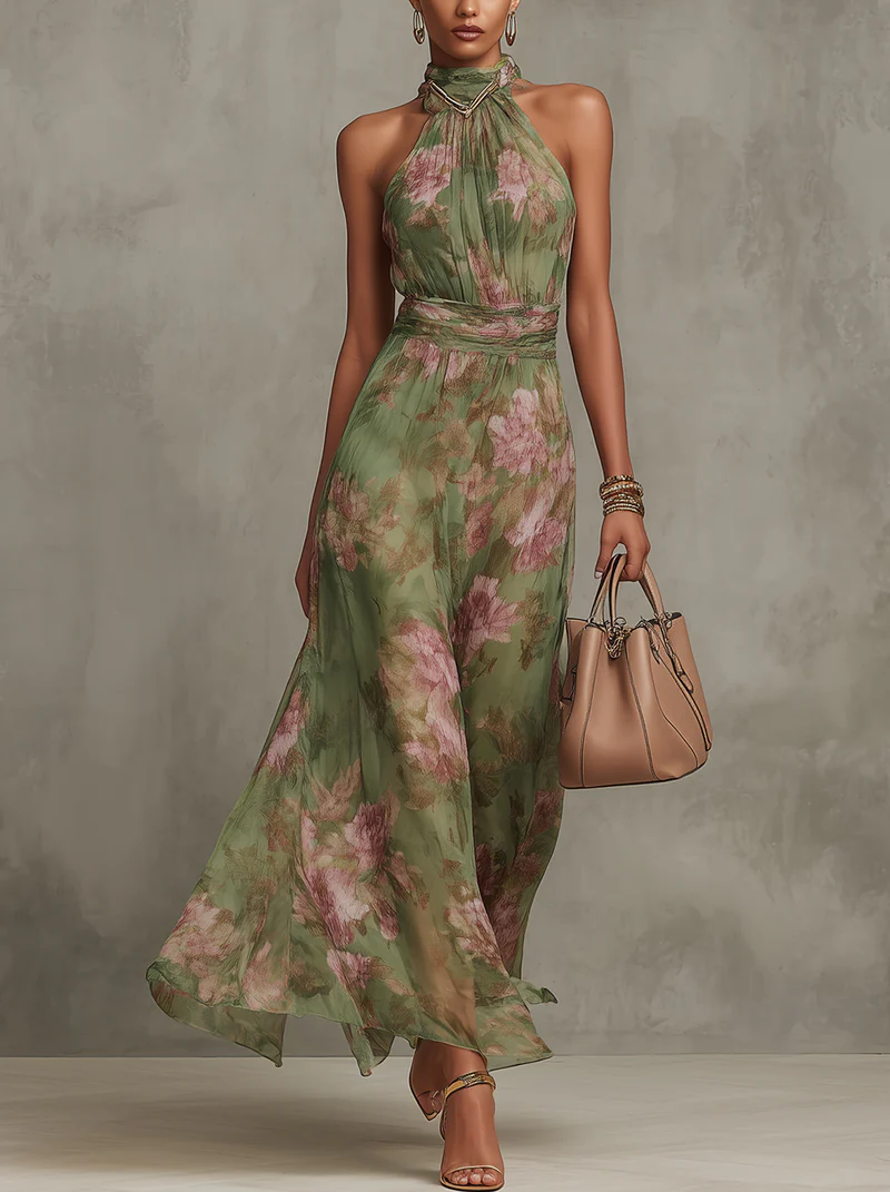 Livia | Floral halter maxi dress
