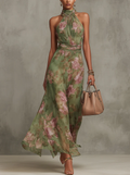 Livia | Floral halter maxi dress