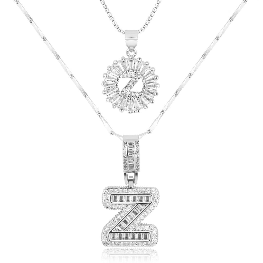 Selamora® | Collares con iniciales en forma de letra y diamantes de oro de 14k (2 unidades)