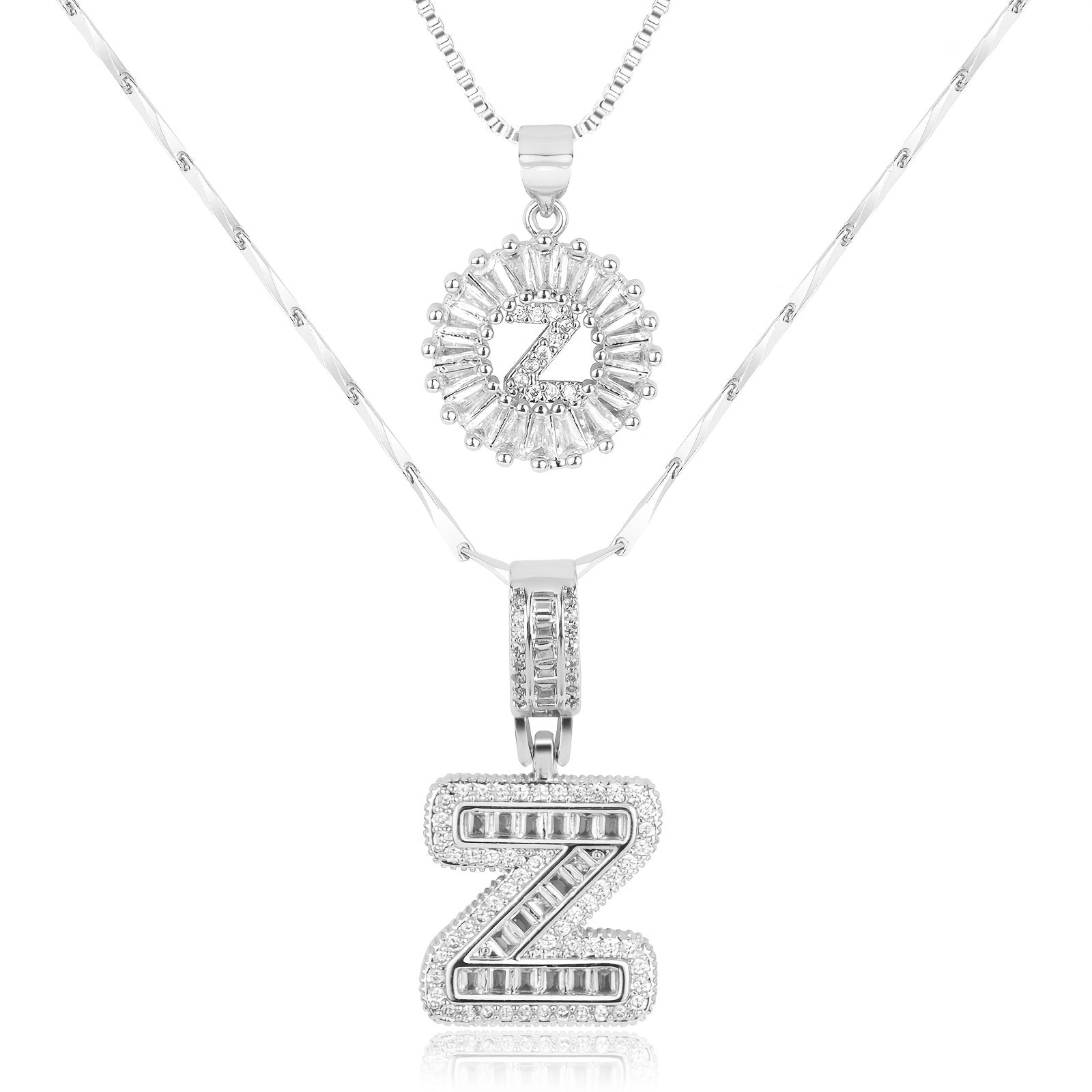 Selamora® | Collares con iniciales en forma de letra y diamantes de oro de 14k (2 unidades)