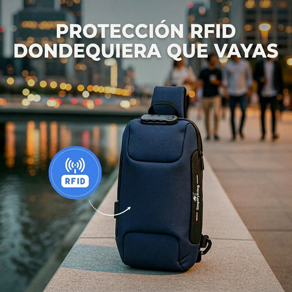 Bolso bandolera antirrobo con puerto de carga