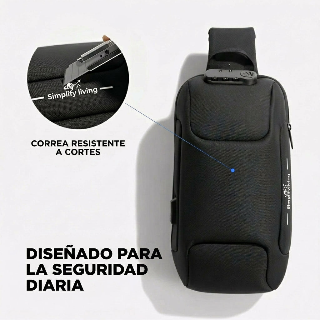 Bolso bandolera antirrobo con puerto de carga