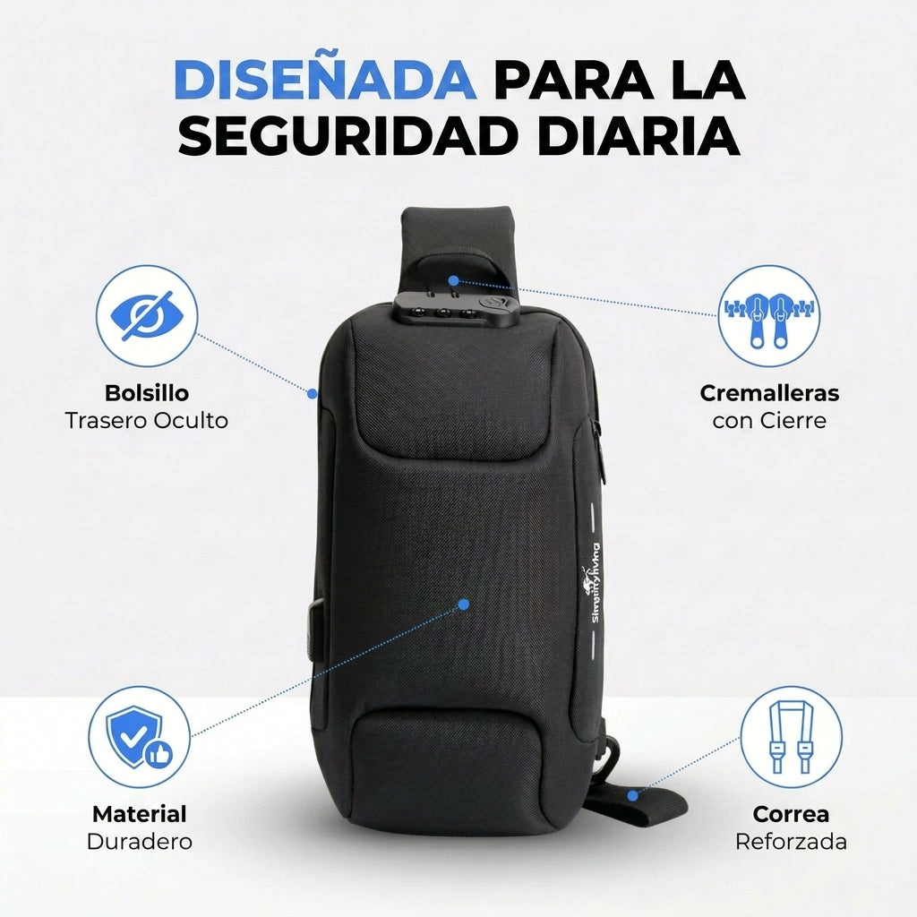 Bolso bandolera antirrobo con puerto de carga