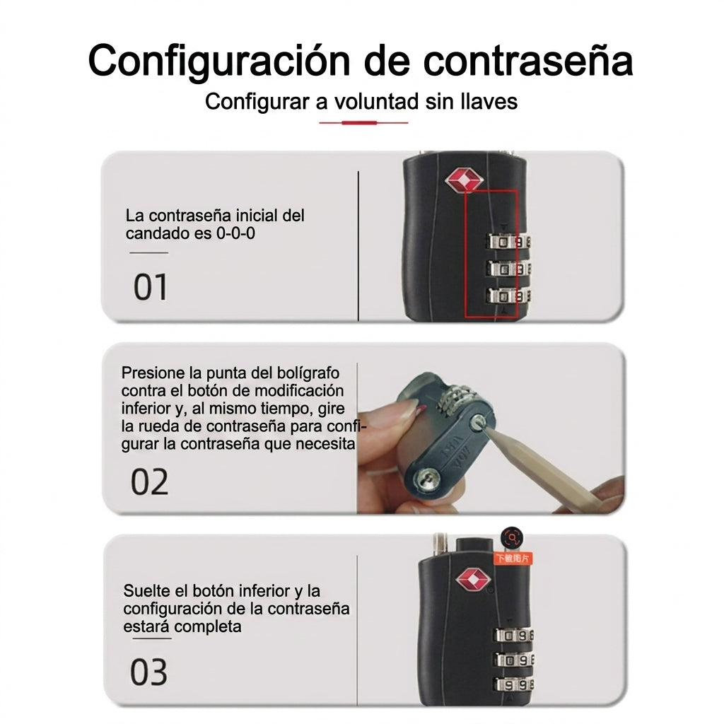 Candado de combinación de 3 dígitos para equipaje | Pack de 2